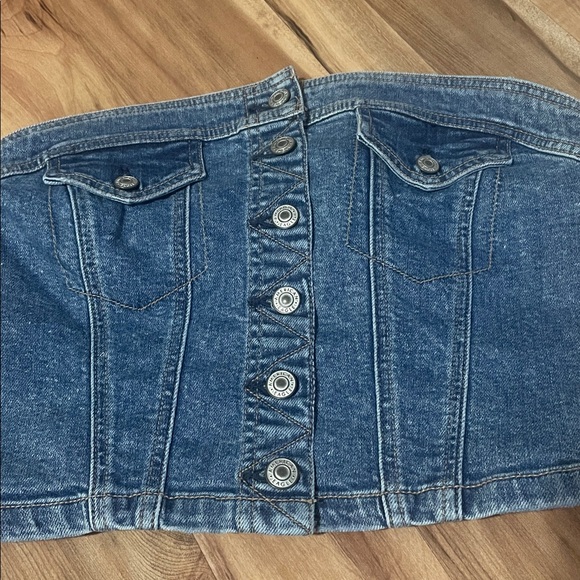 American Eagle Denim Button-Up Halter Top Sz Med - Picture 2 of 6